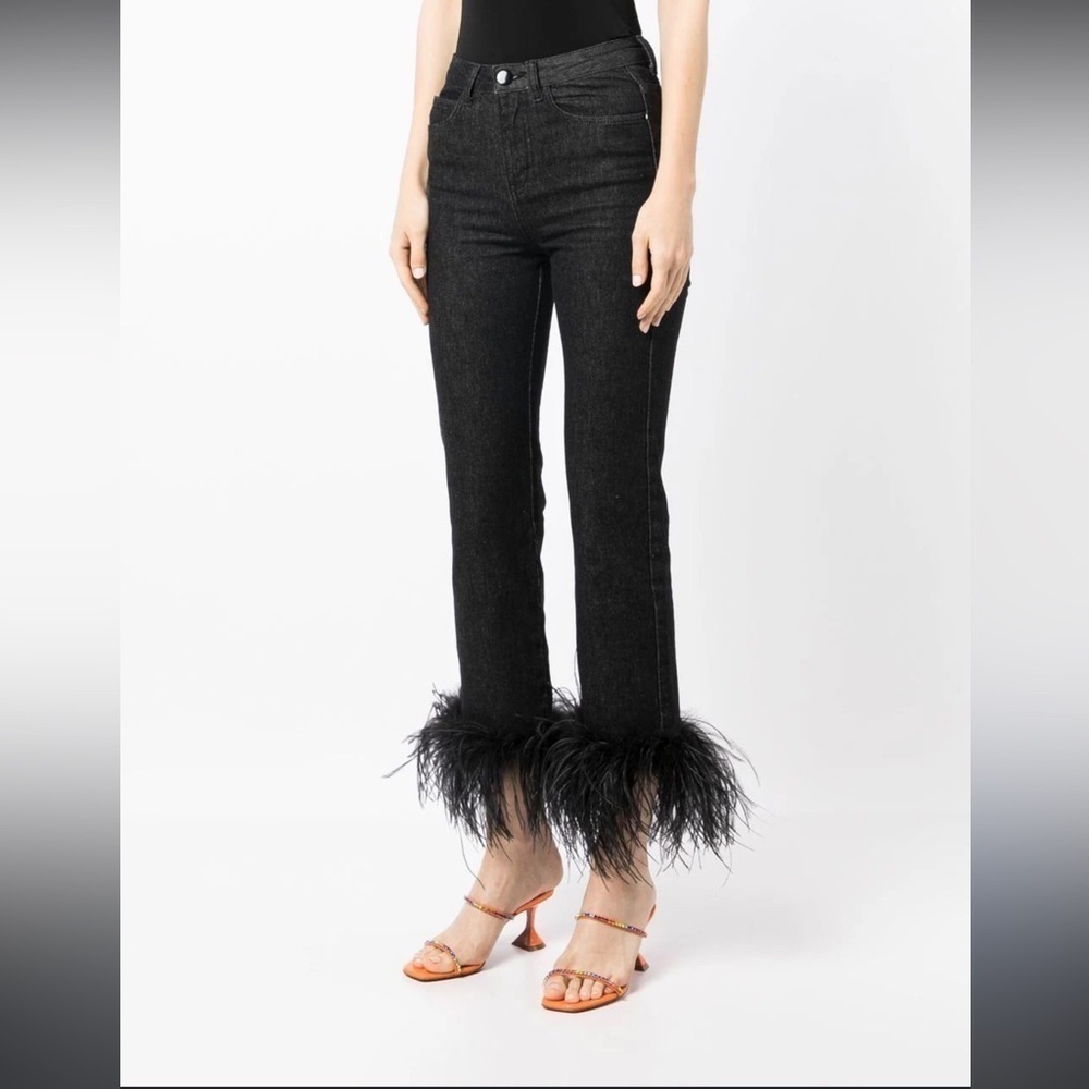 16Arlington Ostrich Feather black detail slim-cut jeans - Picture 6 of 6